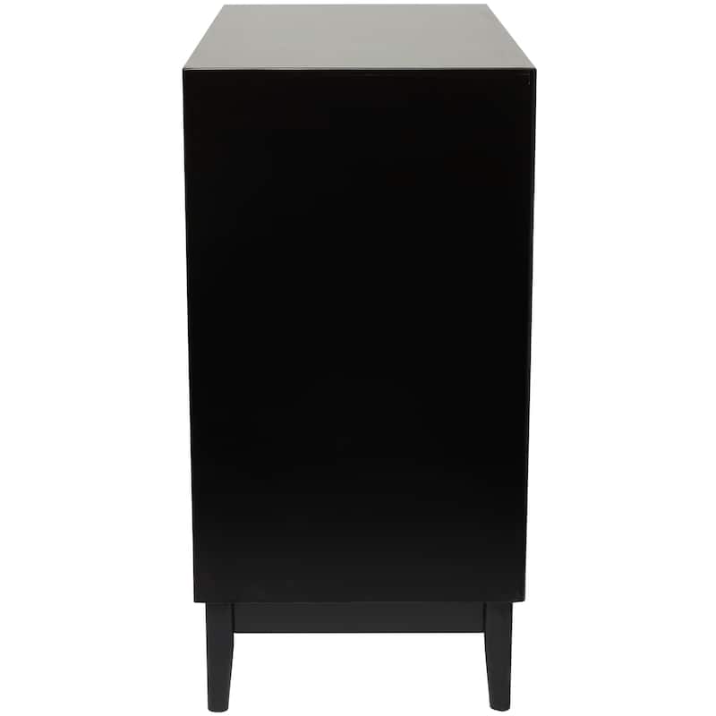 Wood 2 Door Cabinet with Beige Rattan Doors and Gold Handles - Light Brown or or Black - Roche River Decor