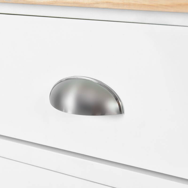 52.20'' Rubberwood Kitchen Cart with Drop-leaf, Sliding Door, Adjustable Shelf, Removable Wheels and 2 Drawers