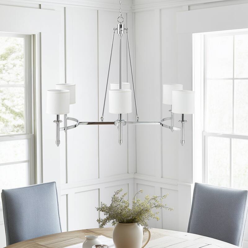 Madison Park Signature Elegenza 6-light Chandelier with Fabric Drum Shades