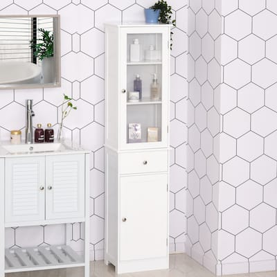 kleankin Storage Cabinet with Doors and Shelves - Perfect for Bathroom Living Room Kitchen or Office Space, White