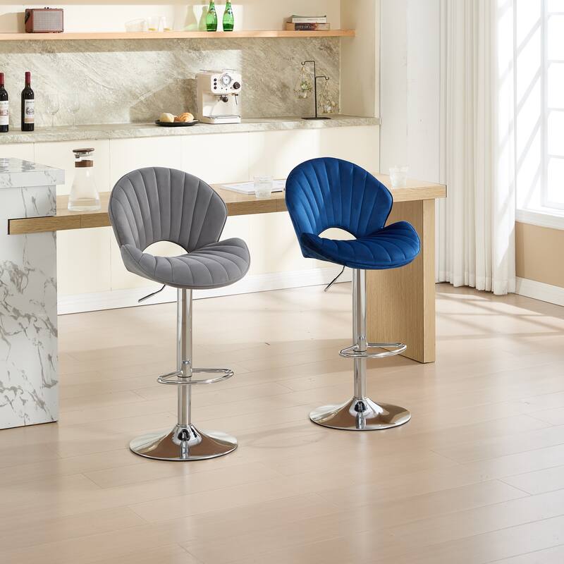 Counter Height Bar Chairs Set of 2, Swivel Bar Stools with Adjustable Height, Kitchen Island Chairs with Back & Footrest