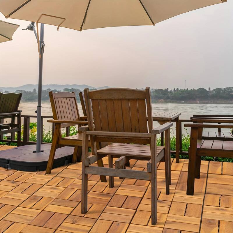 27pcs Interlocking Deck Tiles, Outdoor Patio Flooring, 11.8"x11.8" Interlocking Decking Tile Outdoor All Weather Use