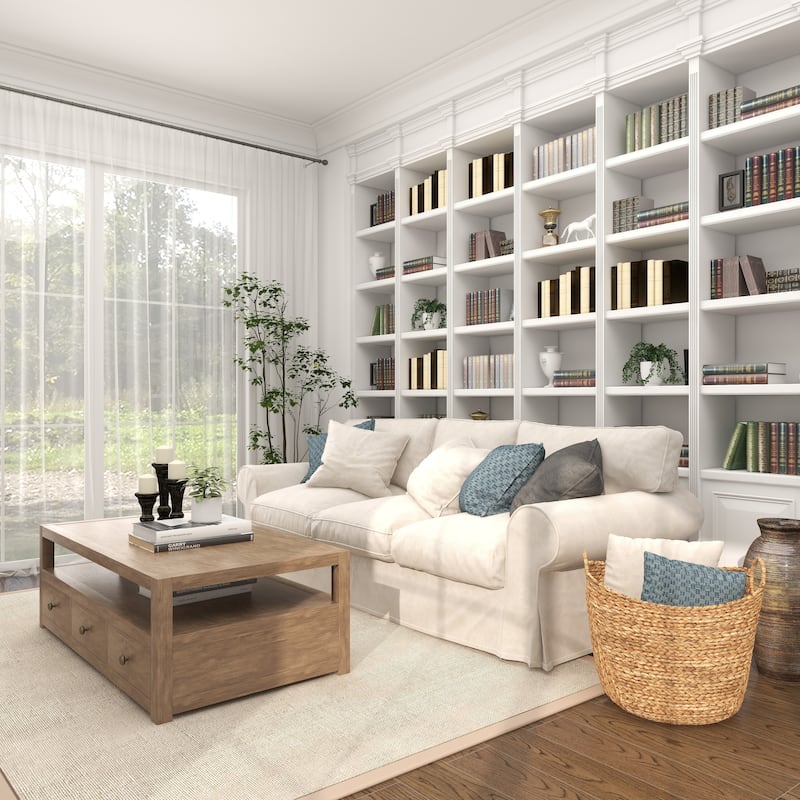 Seagrass Handmade Large Woven Decorative and Functional Storage Basket with Handles - Brown, White, Black