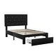 preview thumbnail 8 of 8, VECELO Bed Frame with Storage Drawers Leather Upholstered with Diamond Tufted Headboard Solid Wood Slat Support