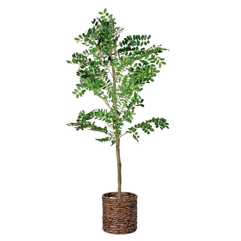 American Art Decor Artificial Faux Tree in White Tapered Ceramic Pot