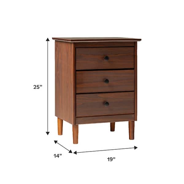 dimension image slide 3 of 4, Walker Edison Bullrushes Solid Wood 3-Drawer Nightstand