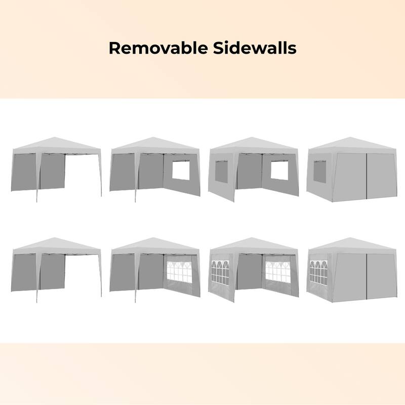 Outdoor 10x 10Ft Pop Up Gazebo Canopy Tent Removable Sidewall with Zipper, 2pcs Sidewall with Windows,with 4pcs Weight sand bag