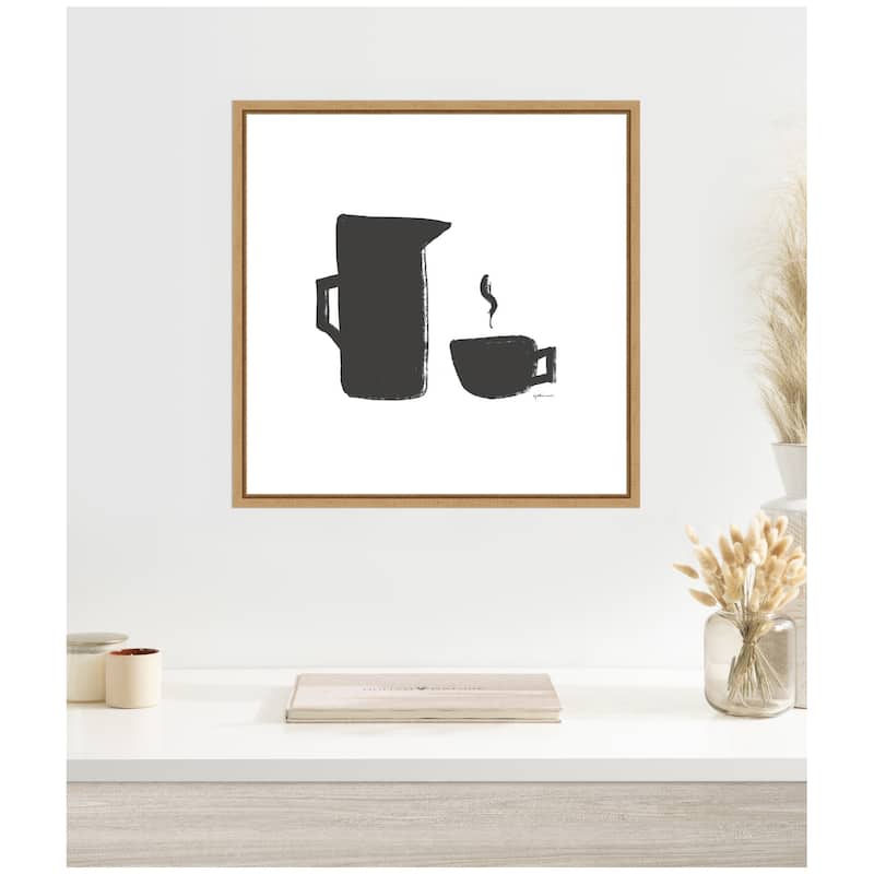 Kate and Laurel Coffee by Gabrielly Guedes Framed Canvas Wall Art Print