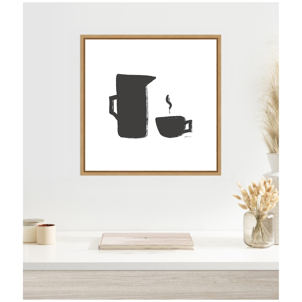 Kate and Laurel Coffee by Gabrielly Guedes Framed Canvas Wall Art Print