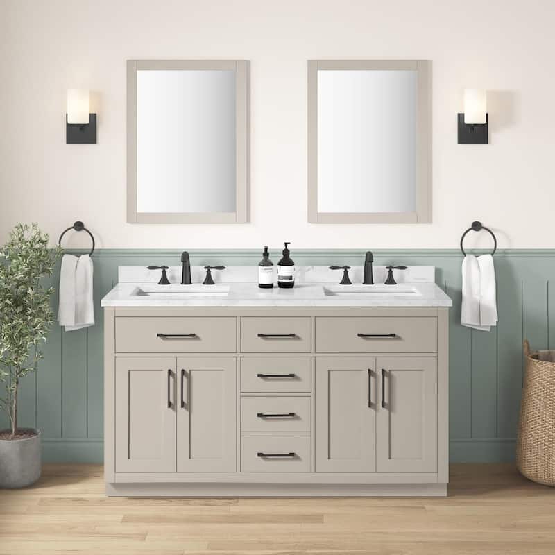 Ove Decors 15VVA-ALO260 Athea 60" Free Standing Double Basin Vanity