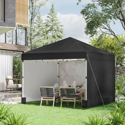 Outsunny 10' x 10' Pop Up Canopy with Sidewalls, Roller Bag, Height Adjustable Instant Tent for Outdoor Garden Patio, Light Grey main image 1
