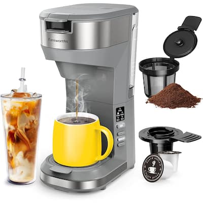 Hot and Iced Coffee Maker for K Cups and Ground Coffee, 4-5 Cups Coffee Maker and Single-serve Brewers