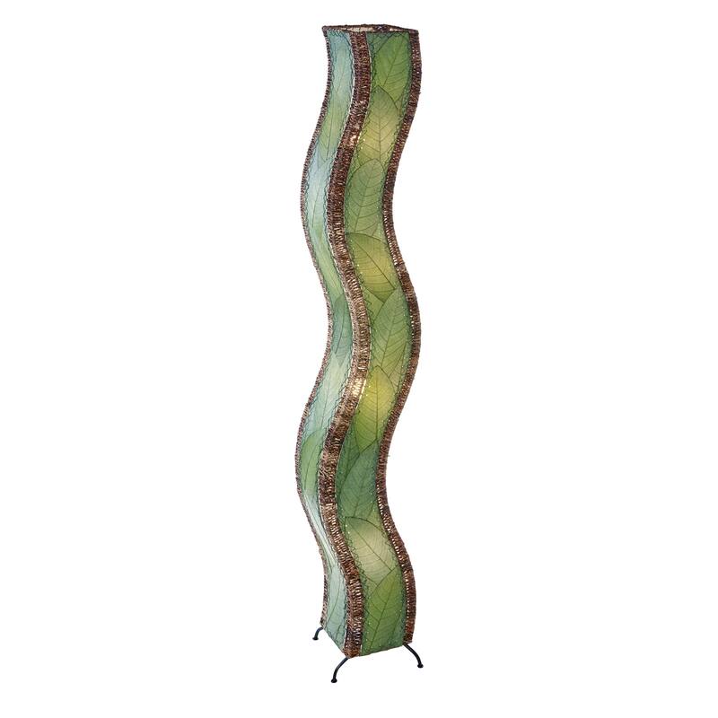 Eangee Handmade Wave Giant Floor Lamp, Cocoa Leaves Shade, 13 x 10 x 72 in.