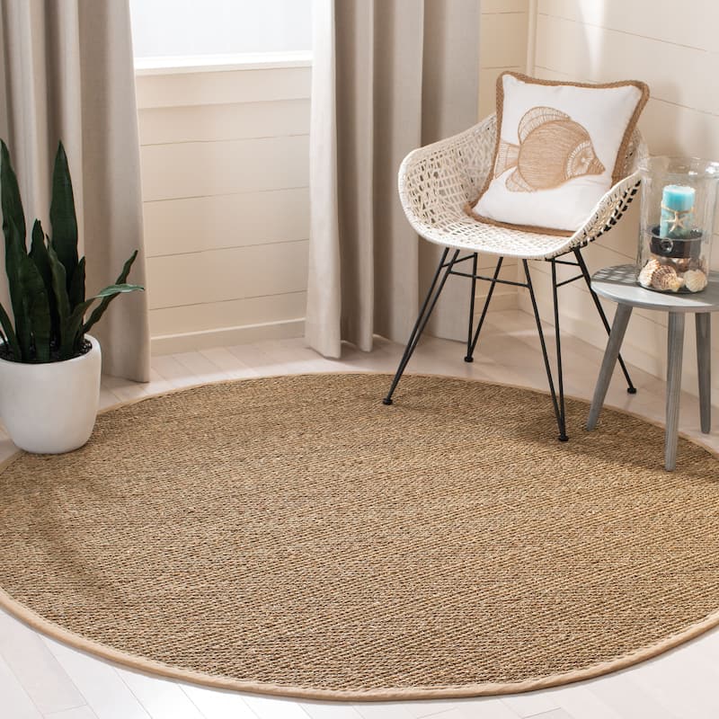 SAFAVIEH Natural Fiber Oceana Herringbone Seagrass Rug - 6' x 6' Round - Natural/Beige
