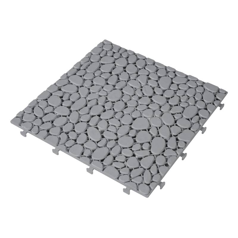 12 x 12 Inch Interlocking Deck Tiles,Bathroom Shower Balcony Porch Weight Capacity Upto 440 LBS,Pebble Stone Pattern Pack of 12