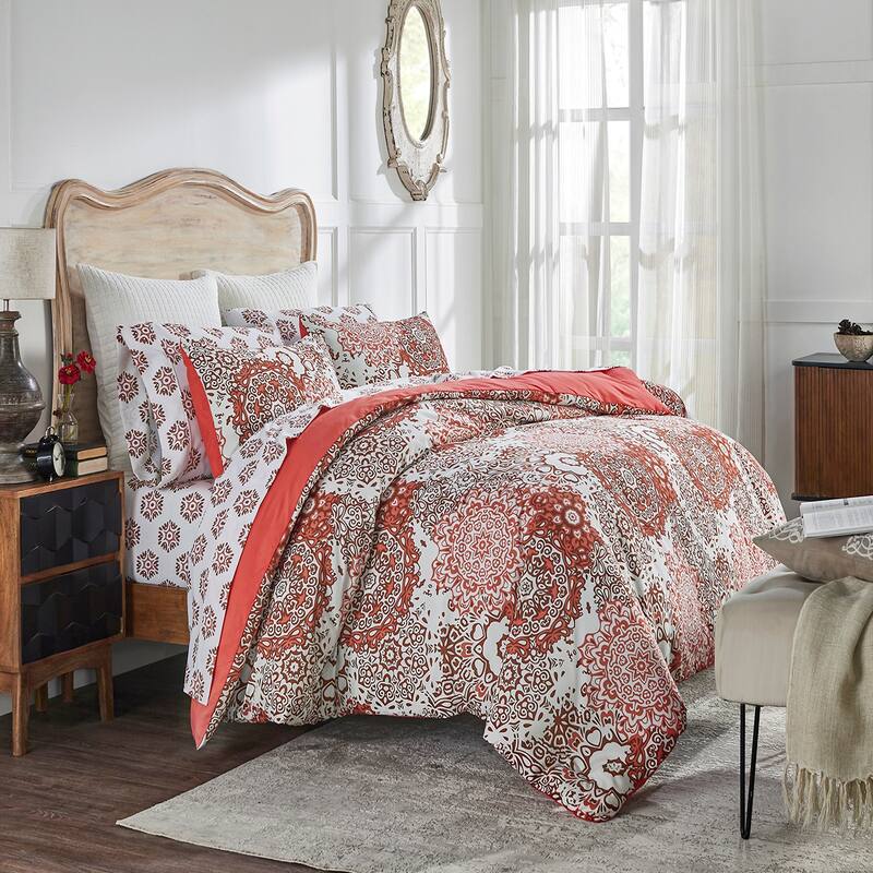 Better Trends Lyla Collection 7 Pc Microfiber Comforter Set in Coral