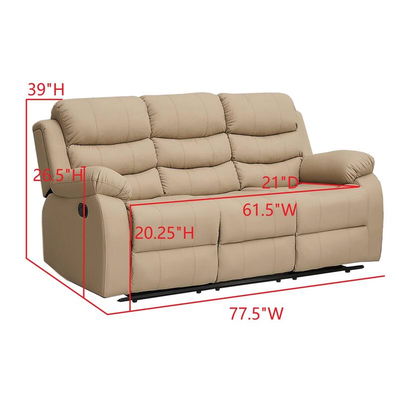 Selena Vinyl 3-Position Comfort Reclining Sofa