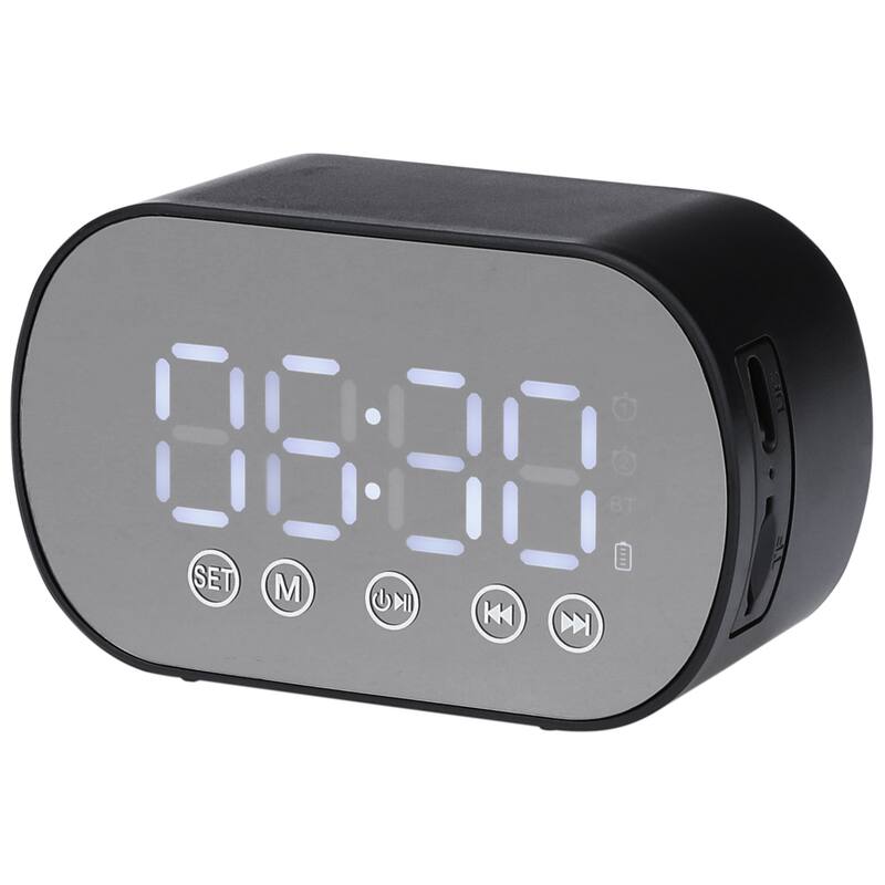 Small Dual Digital Alarm Clock for Bedroom, Mirror Alarms with FM Radio and Speaker Function 3.3 x 2 x 1.6 inch