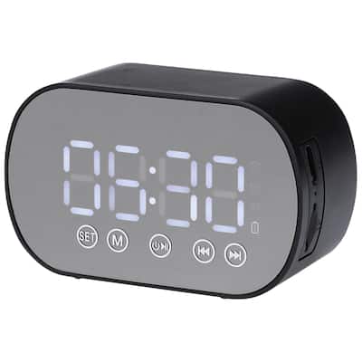 Small Dual Digital Alarm Clock for Bedroom, Mirror Alarms with FM Radio and Speaker Function 3.3 x 2 x 1.6 inch