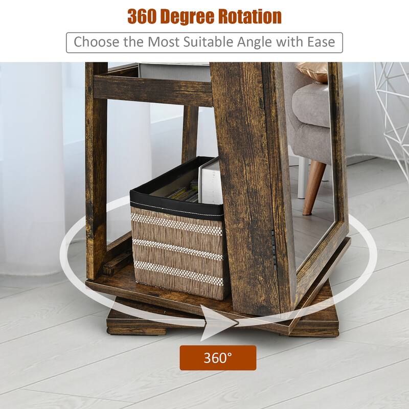 Costway 360degree Rotatable Jewelry Cabinet 2-in-1 Lockable Mirrored - See Details