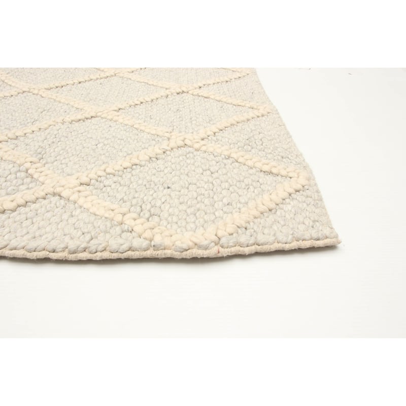 ECARPETGALLERY Braid weave Sienna Grey Wool Rug - 6'0 x 6'0