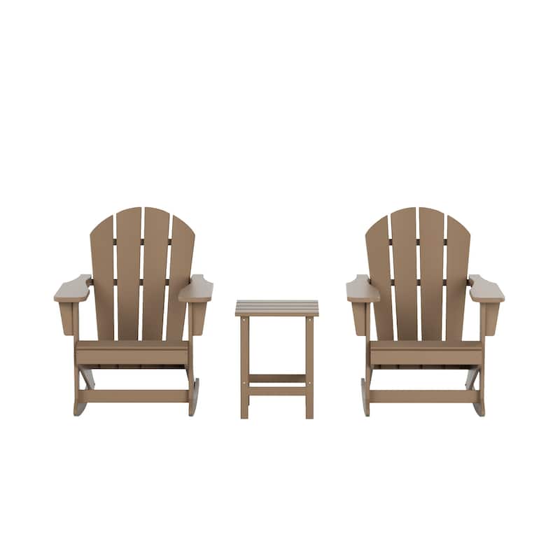 Polytrends Laguna Hdpe All Weather Outdoor Patio Rocking Chairs With Side Table (3-Piece Set)