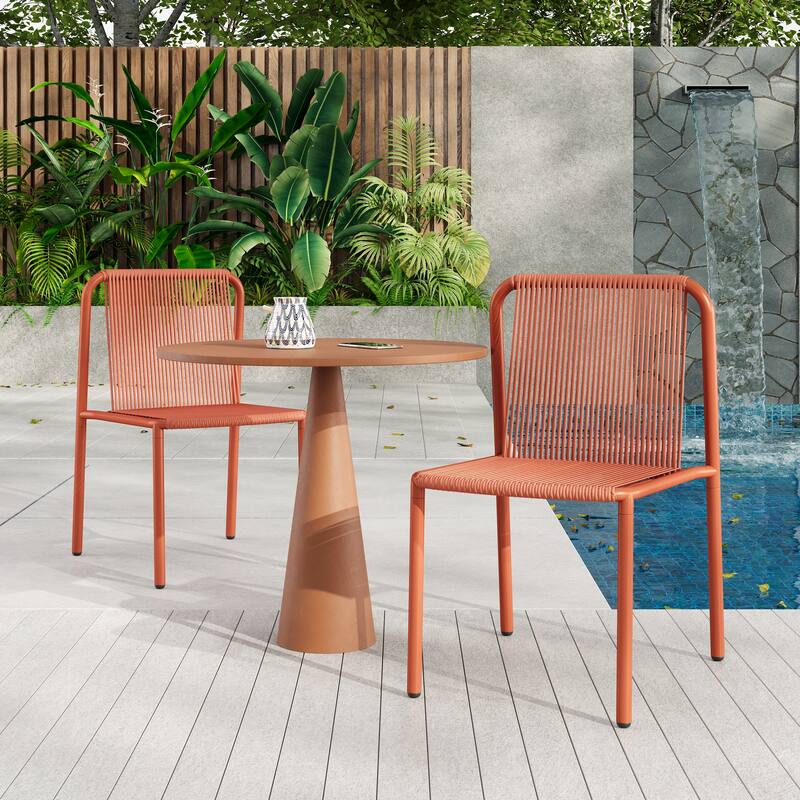 Christopher Knight Home - Burgess Space-Saving and Stylish Outdoor Stacking Dining Chairs
