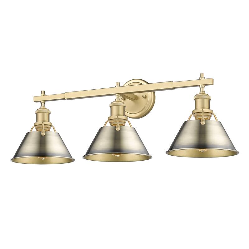 Orwell 3-Light Vanity Light in Brushed Champagne Bronze with Aged Brass - Gold