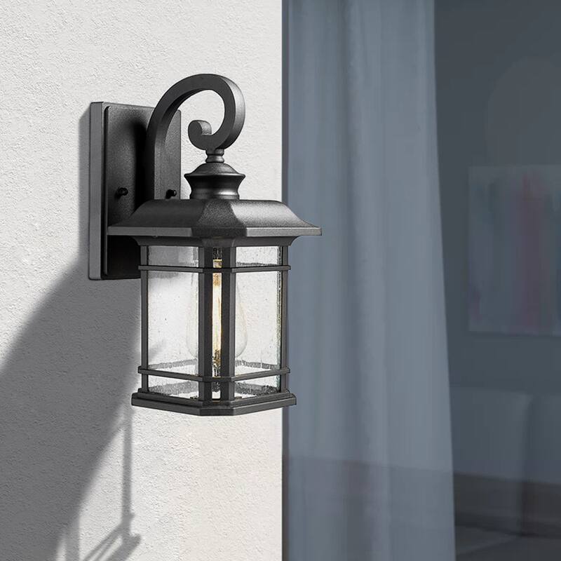 Outdoor Wall Lantern, 1-Light Black/White Outdoor Wall Sconce