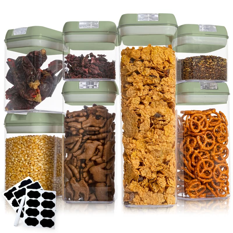 Cheer Collection 7-piece Stackable Airtight Food Storage Container Set - Olive