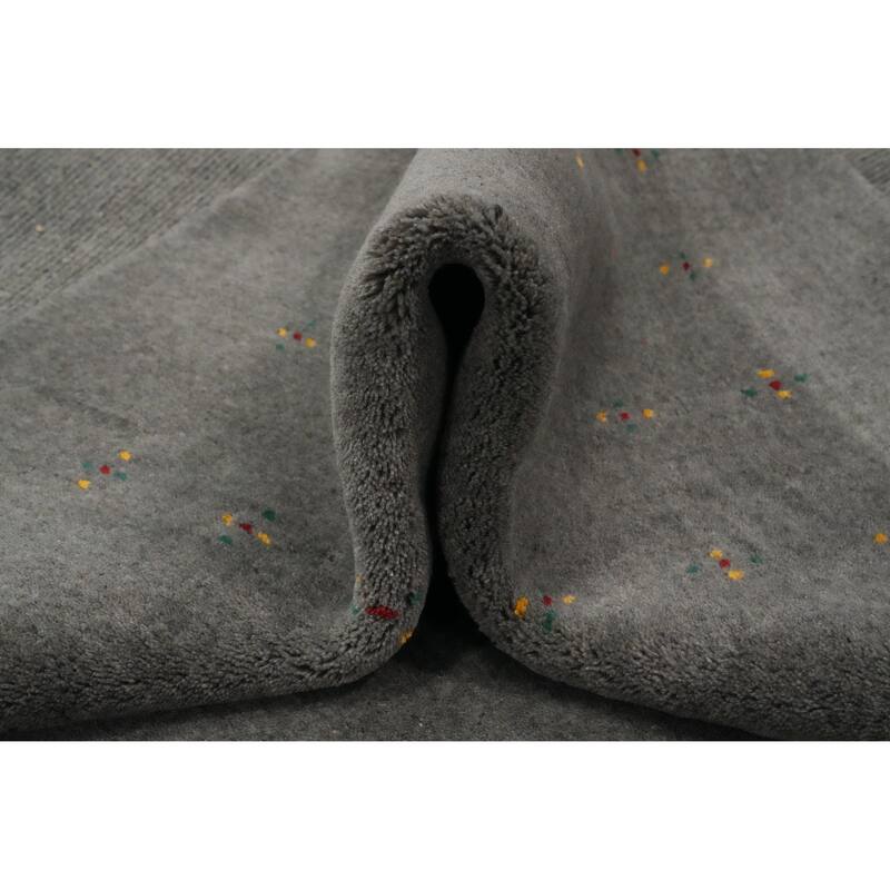 Hand Knotted Oriental 100% Wool Carpet Tribal Solid Greys & Charcoal Gabbeh Area Rug - 12' 4'' X 9' 0''