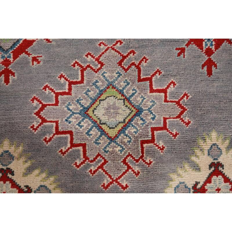 Hand Knotted Oriental 100% Wool Carpet Traditional All-Over Greys & Charcoal Kazak Area Rug - 9' 10'' X 8' 2''