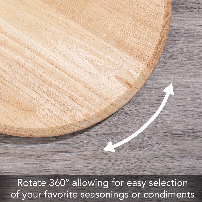 Rubberwood Round Wood Lazy Susan Turntable 14" Diameter for Serving Kitchen Organization Condiment Caddy