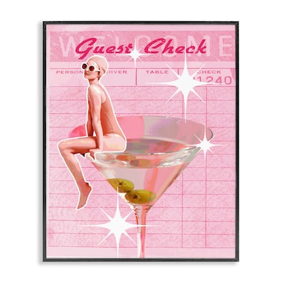 Stupell Retro Restaurant Check Cocktail Framed Giclee Art Design By Lil' Rue