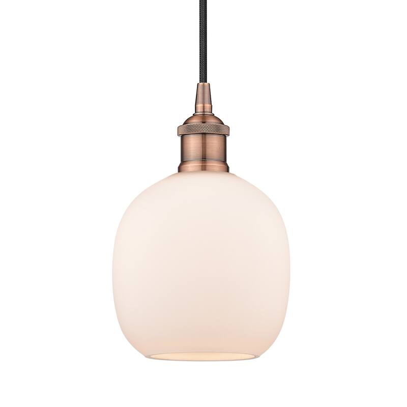 Innovations Lighting 616-1P-10-6 Belfast Pendant Belfast 6" Wide Mini - Antique Copper / Matte White
