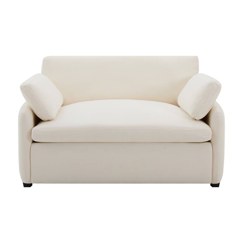 Oversized Chenille Single Sofa Chair – Wide and Deep Seat Accent Chair with Throw Pillows by Harper&Bright Designs