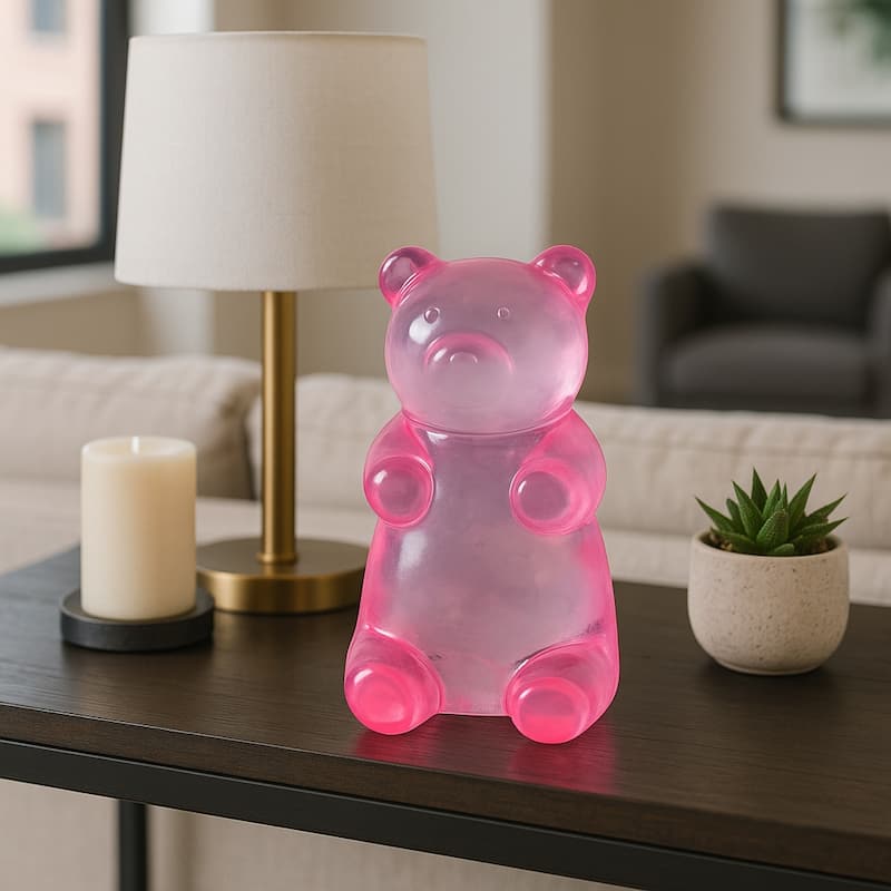 Resin Bear Figurine Boho Decor Bedroom Living Room Office - Pink - 6.75" - 6.75" - Pink