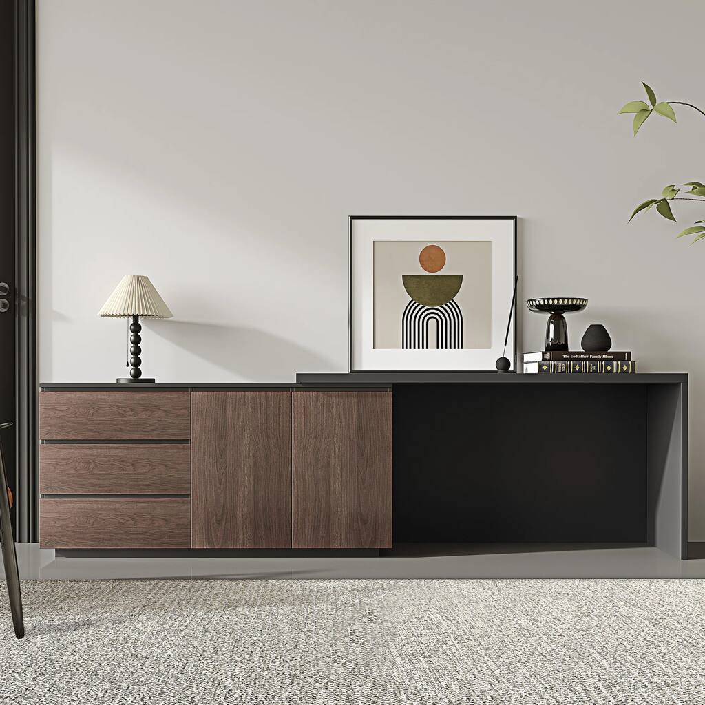 94.5'' Modern Home Office Expandable Dresser Desk with Storage Drawers ...