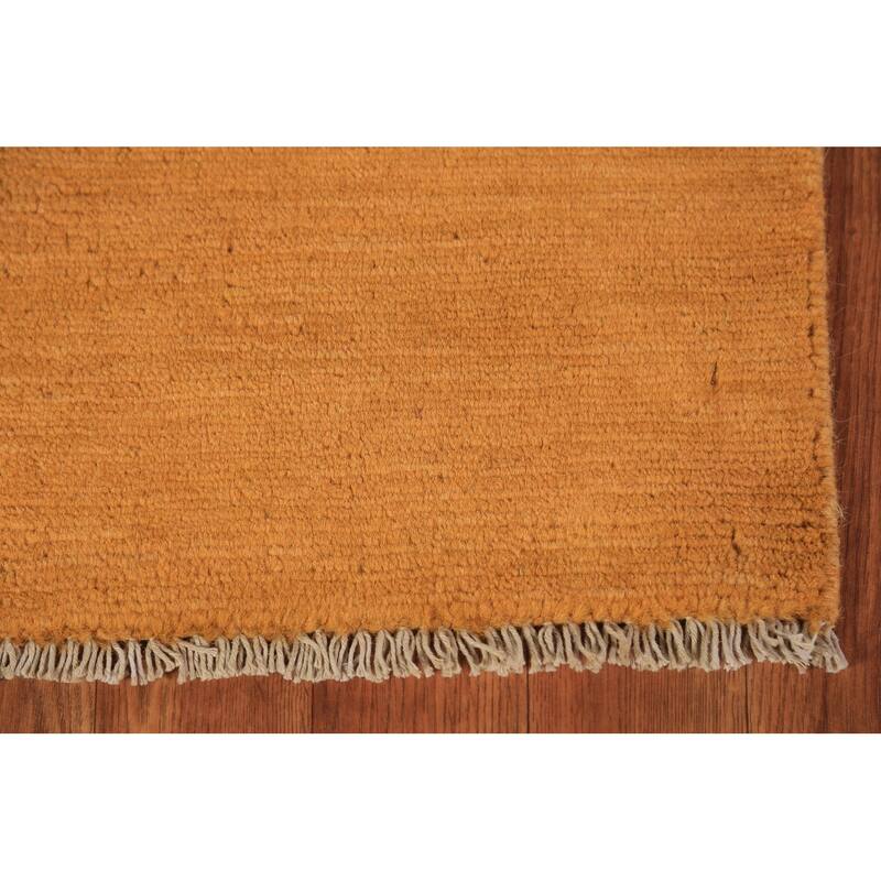 Gabbeh Modern Rug Handmade Yellow Wool Carpet - 2'9" x 3'11"