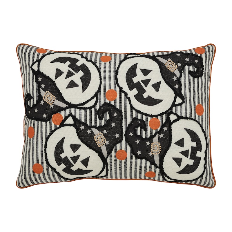 Witchy Pumpkins Striped Pillow 14x20