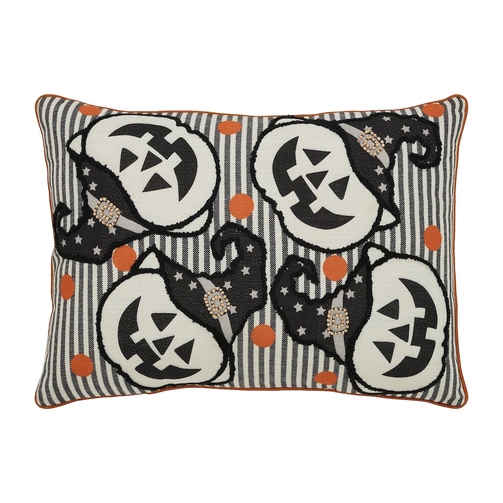 Witchy Pumpkins Striped Pillow 14x20