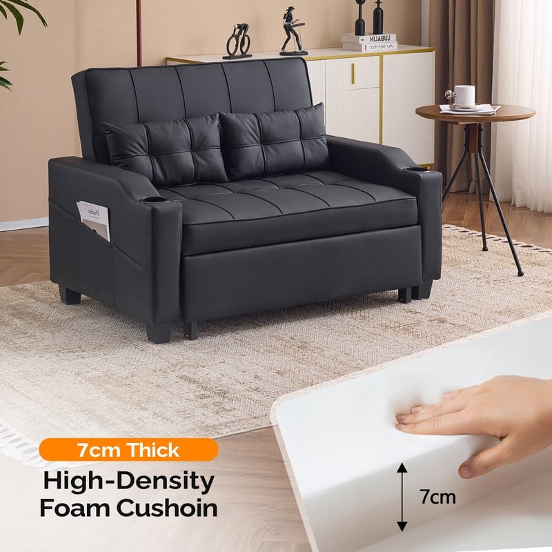 Upholstered Cat's Claw Leather Convertible Reclining Sleeper Sofa Bed With Cushions For Small Spaces