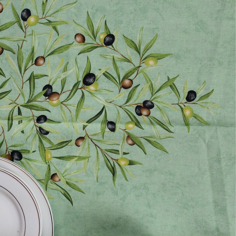 Wipeable Spill Resistant Provencal Cotton Cannes Collection Tablecloth