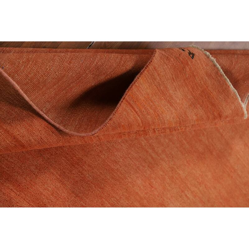 Orange Modern Gabbeh Oriental Area Rug Handmade Wool Carpet - 6'6" x 9'9"