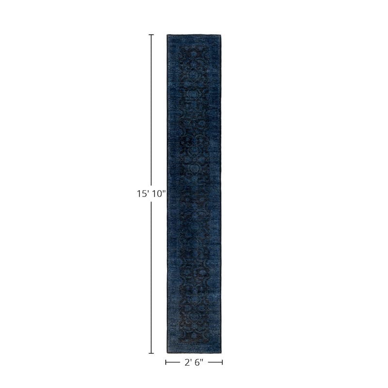 Overton Hand Knotted Wool Vintage Inspired Modern Contemporary Overdyed Brown Runner Rug - 2' 6" x 15' 10"