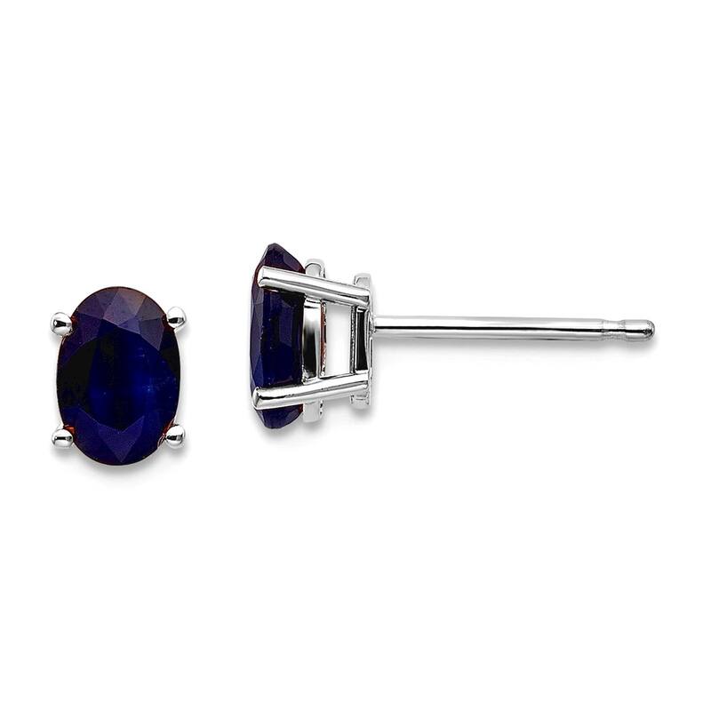 Curata 14k White Gold 6x4 Oval Genuine Gemstone Birthstone Stud Earrings - September