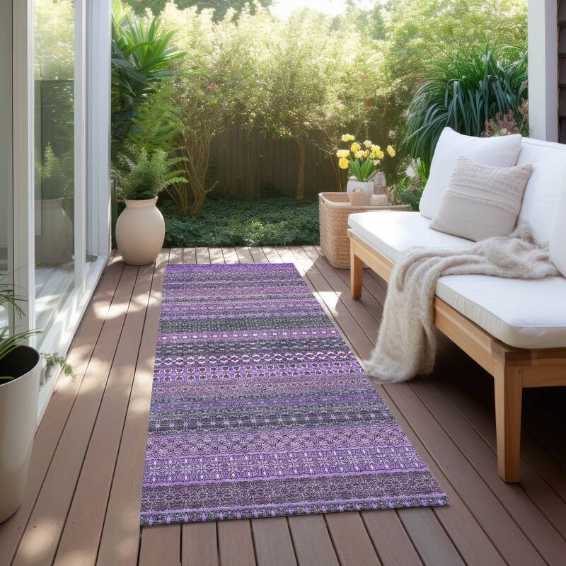 Lamo Stripe Weather Resistant Timeless Fusion Outdoor Rug