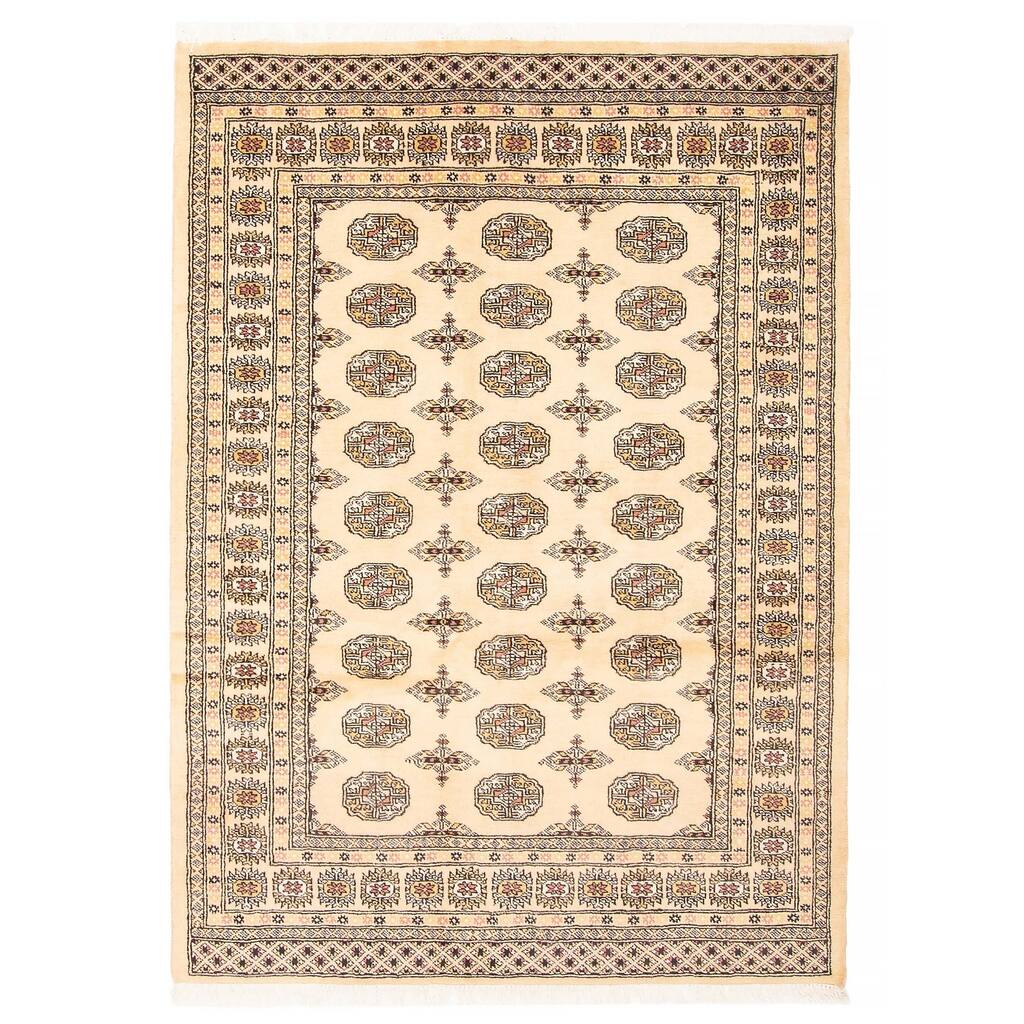 ECARPETGALLERY Hand-knotted Peshawar Bokhara Beige Wool Rug - 4'7 x 6'6