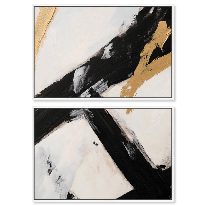 Weight of Black I Canvas Set of 2 by Art Remedy - 45" x 30" - White