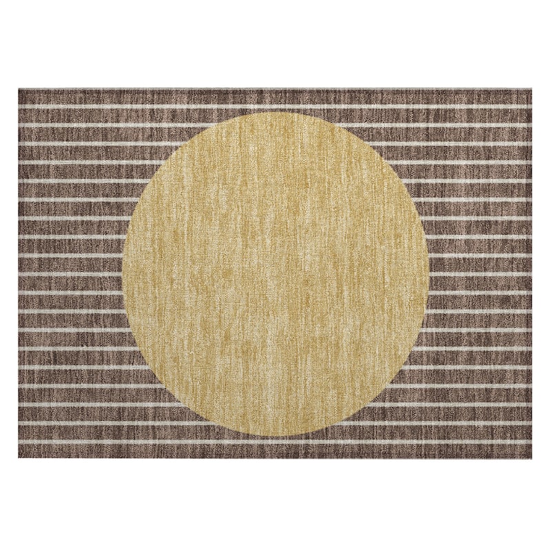 Machine Washable Indoor/ Outdoor Modern Sunrise Chantille Rug